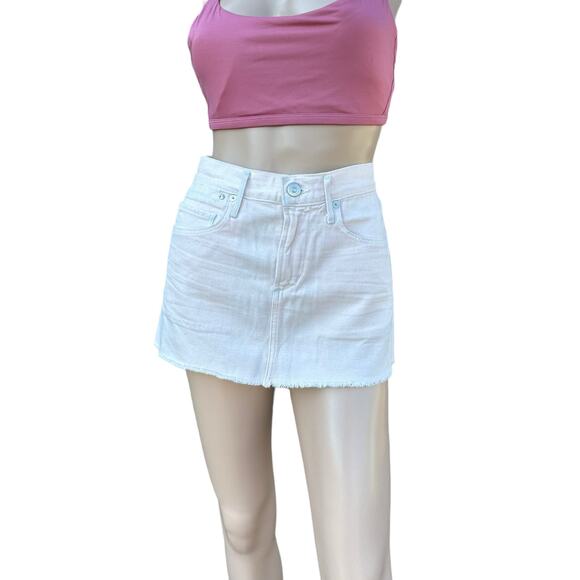 New Citizens of Humanity by Jerome Dahan Pink Cut Off Hem Denim Mini Skirt 25 - Picture 1 of 13